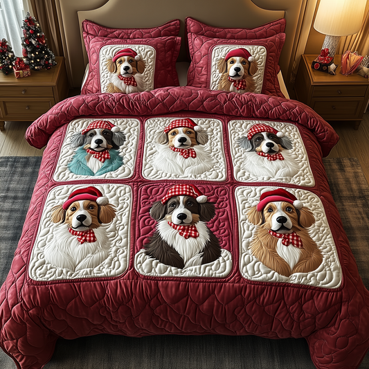 Christmas Australian Shepherd 3-Piece Quilted Bedding Set GFTOTP1433