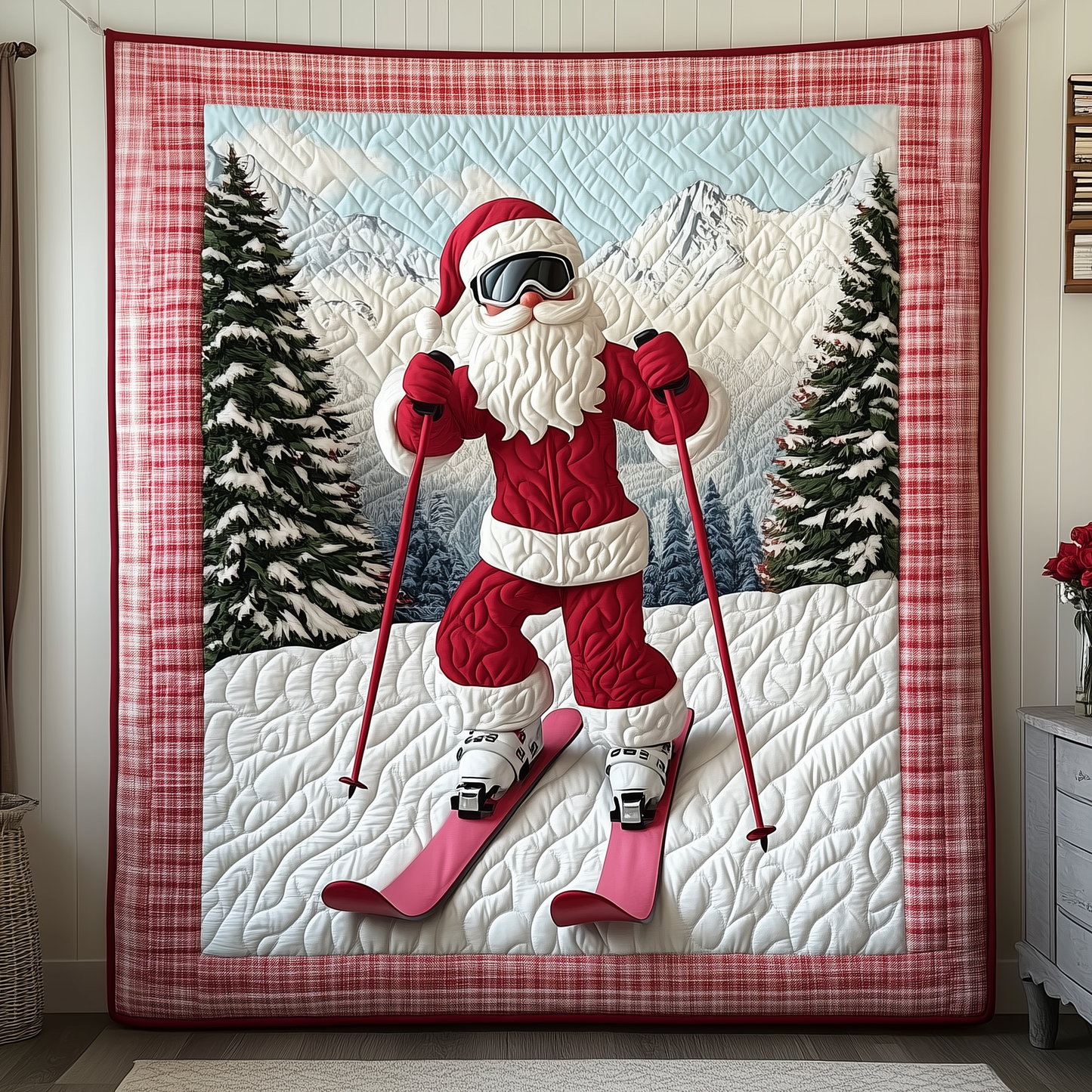 Christmas Skiing Quilted Blanket GFTOTP1435