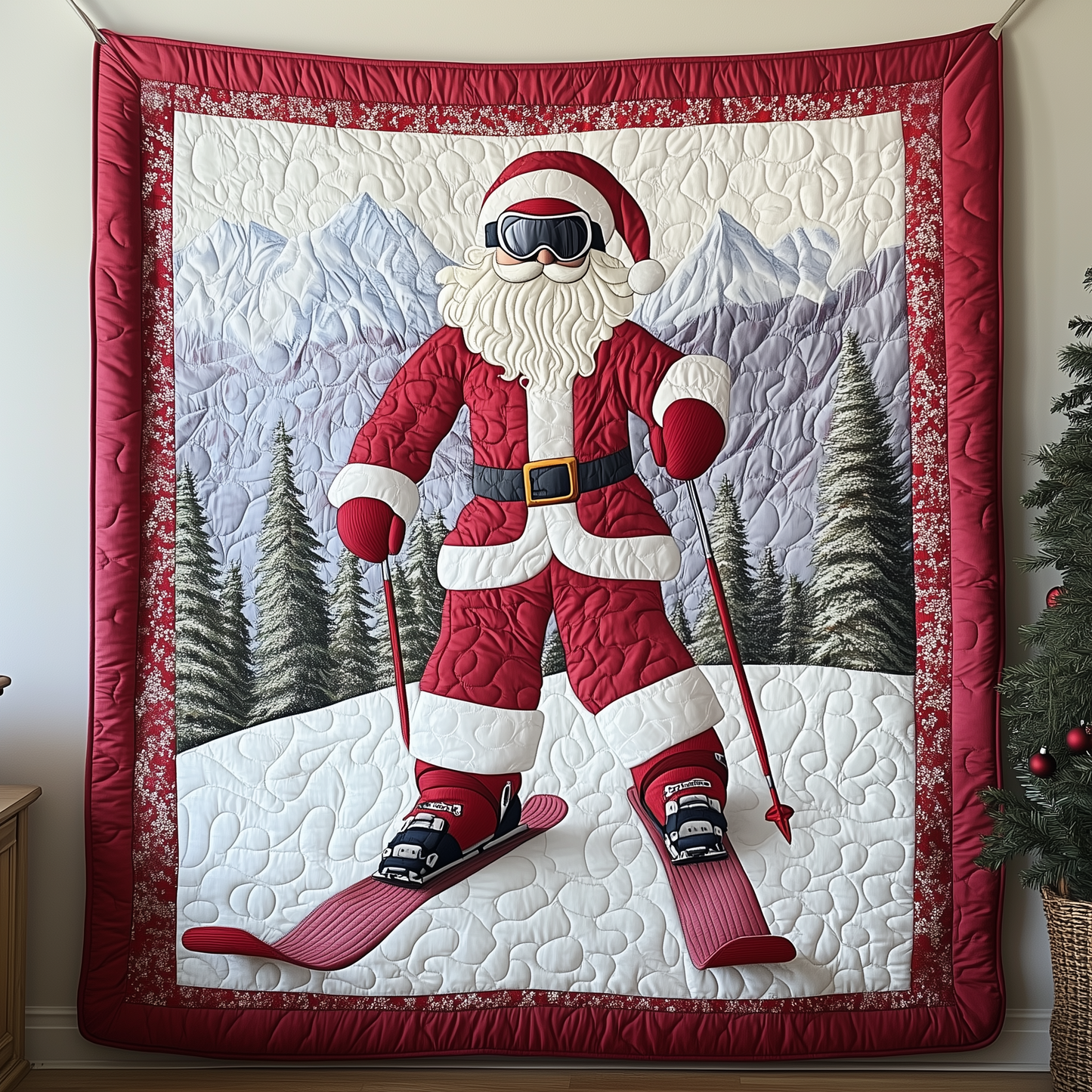 Christmas Skiing Quilted Blanket GFTOTP1436