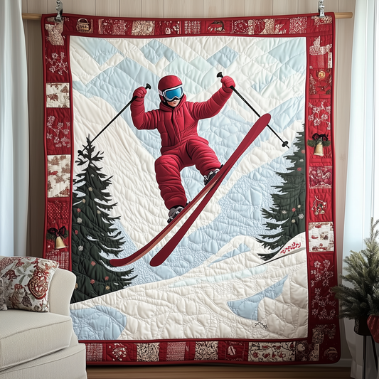 Christmas Skiing Quilted Blanket GFTOTP1438