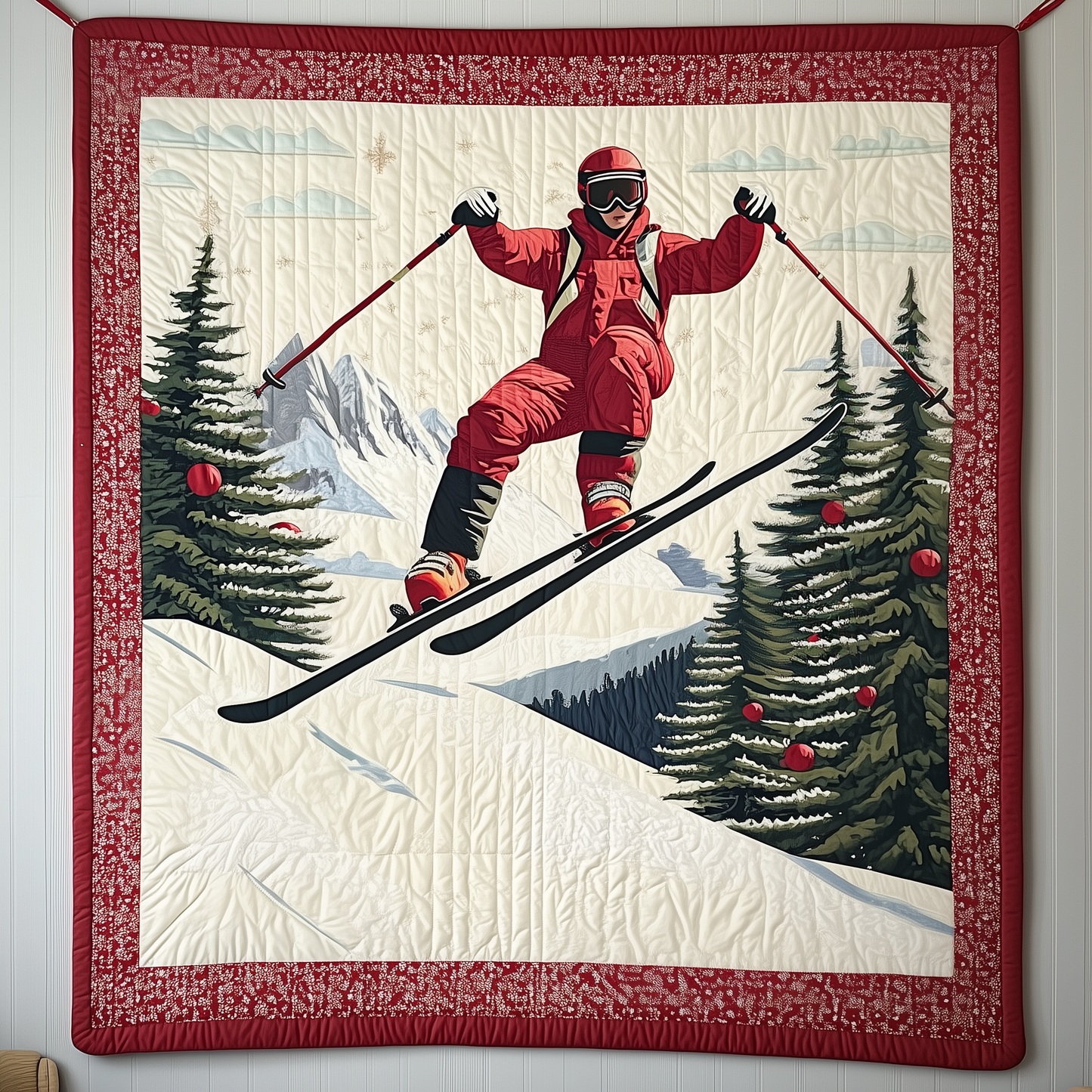 Christmas Skiing Quilted Blanket GFTOTP1439