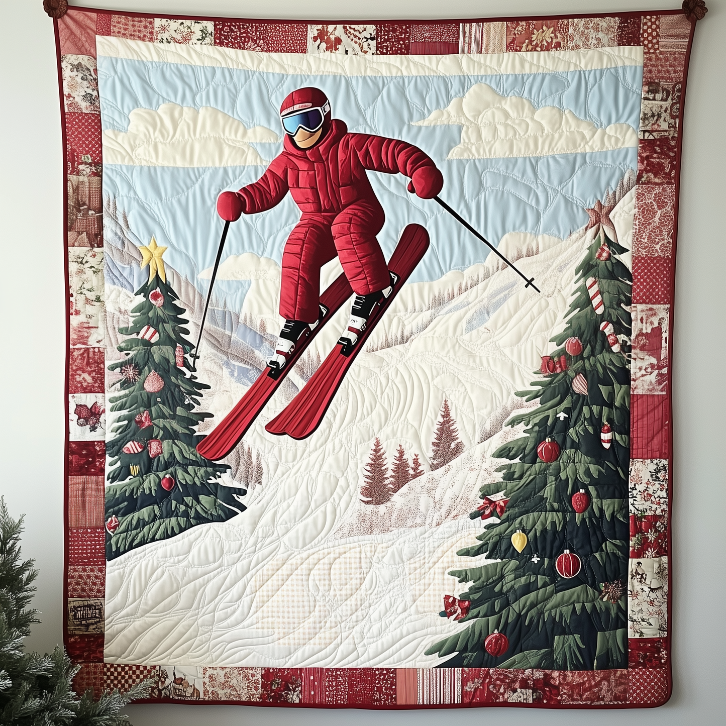 Christmas Skiing Quilted Blanket GFTOTP1440