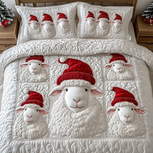 Christmas Sheep 3-Piece Quilted Bedding Set GFTOTP1449