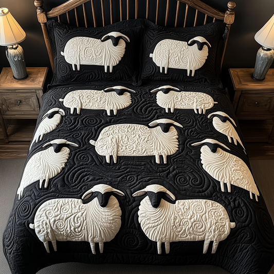 Whimsical Sheep 3-Piece Quilted Bedding Set GFTOTP1453