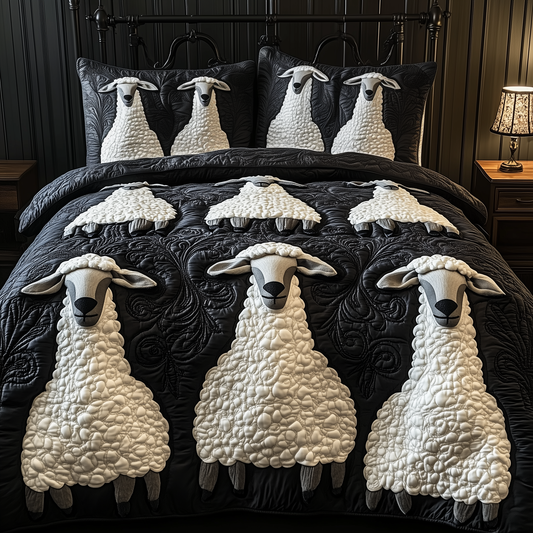 Whimsical Sheep 3-Piece Quilted Bedding Set GFTOTP1454