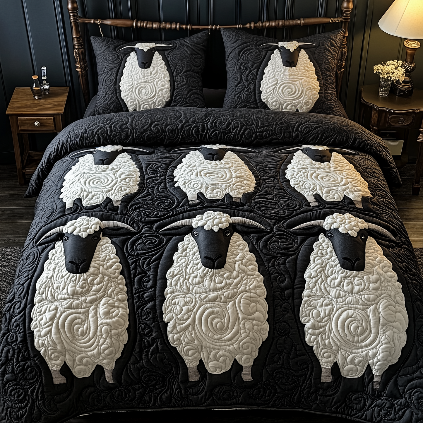 Whimsical Sheep 3-Piece Quilted Bedding Set GFTOTP1455