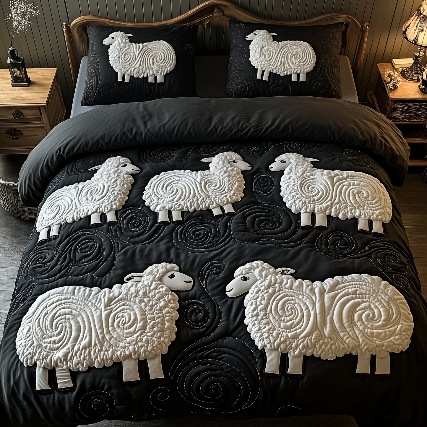 Whimsical Sheep 3-Piece Quilted Bedding Set GFTOTP1456