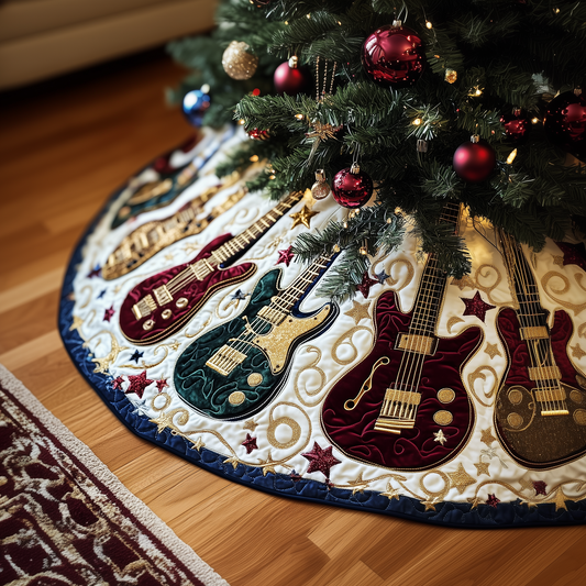 Christmas Swirl Guitar Quilted Tree Skirt GFTOTP145