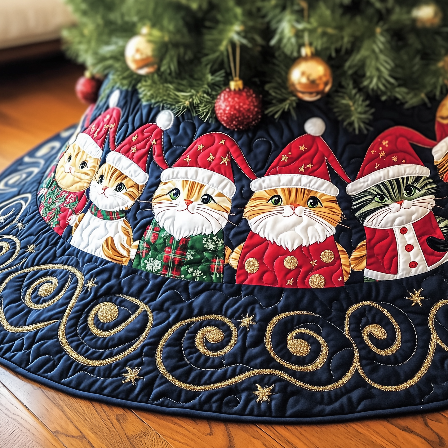 Christmas Cat Quilted Tree Skirt GFTOTP1476