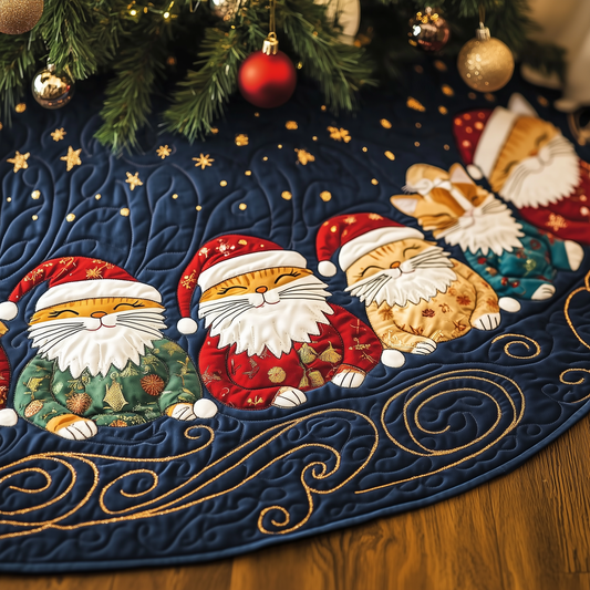 Sleeping Christmas Cat Quilted Tree Skirt GFTOTP1480