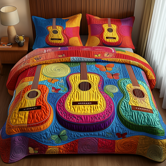 Acoustic Guitar 3-Piece Quilted Bedding Set GFTOTP1517