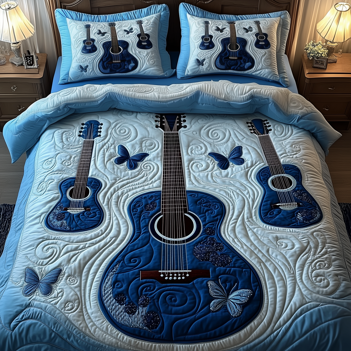 Acoustic Guitar 3-Piece Quilted Bedding Set GFTOTP1518