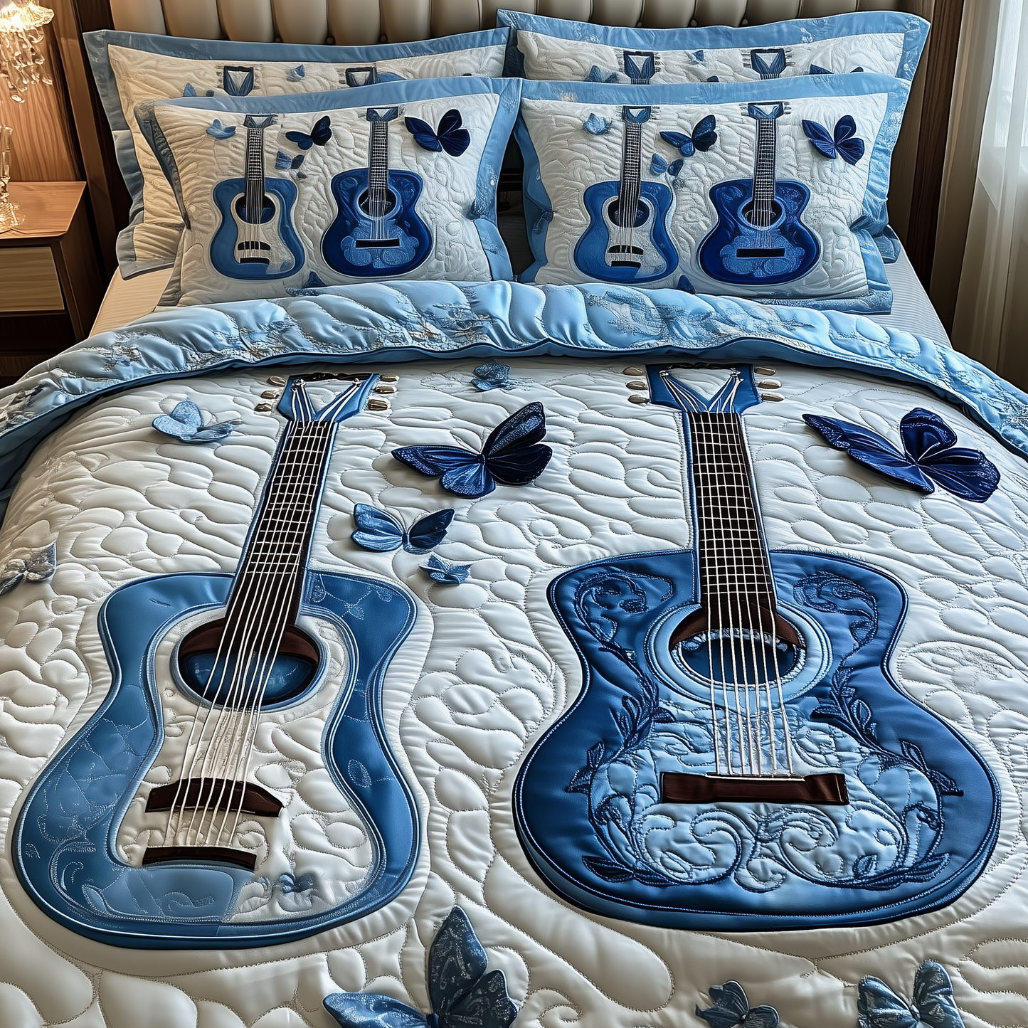 Acoustic Guitar 3-Piece Quilted Bedding Set GFTOTP1519