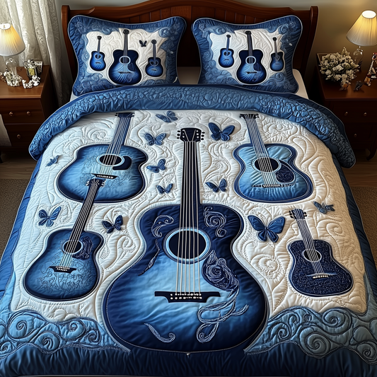 Acoustic Guitar 3-Piece Quilted Bedding Set GFTOTP1520