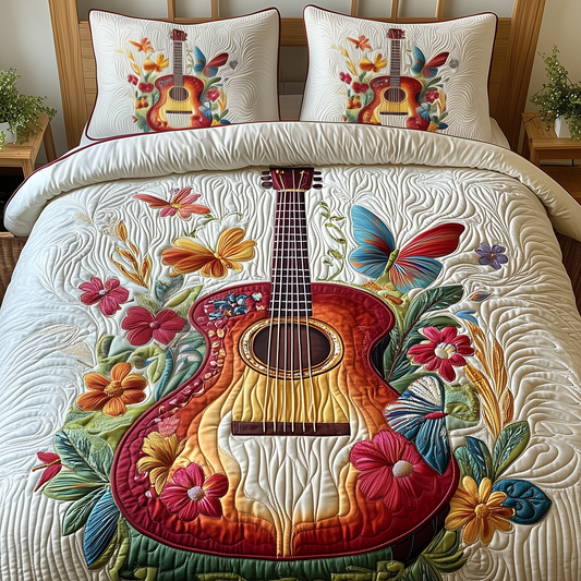 Acoustic Guitar 3-Piece Quilted Bedding Set GFTOTP1521