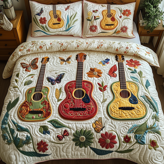 Acoustic Guitar 3-Piece Quilted Bedding Set GFTOTP1522