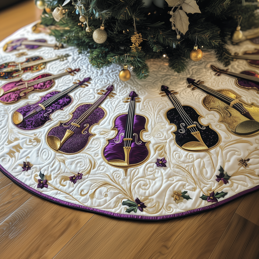 Christmas Elegant Violin Quilted Tree Skirt GFTOTP1584