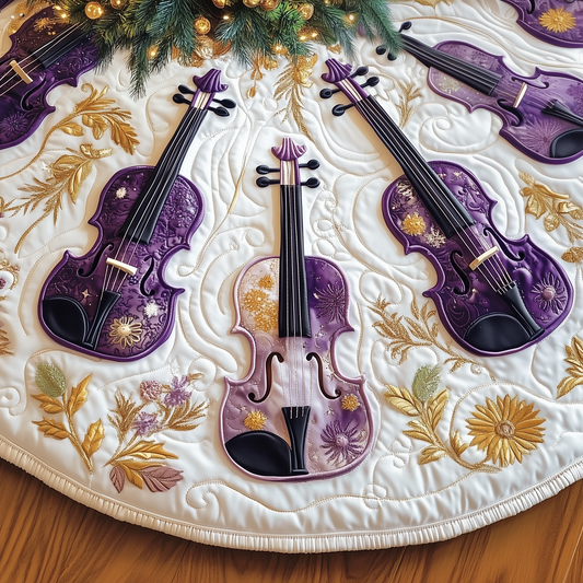 Christmas Elegant Violin Quilted Tree Skirt GFTOTP1585