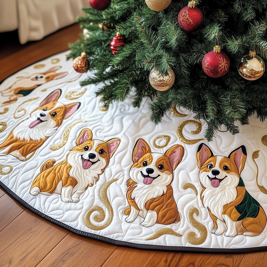 Joyful Christmas Corgi Quilted Tree Skirt GFTOTP174