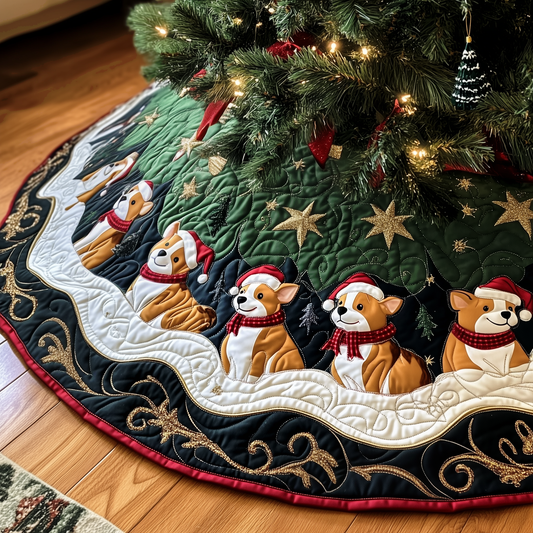 Joyful Christmas Corgi Quilted Tree Skirt GFTOTP178