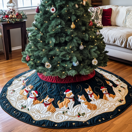 Joyful Christmas Corgi Quilted Tree Skirt GFTOTP181