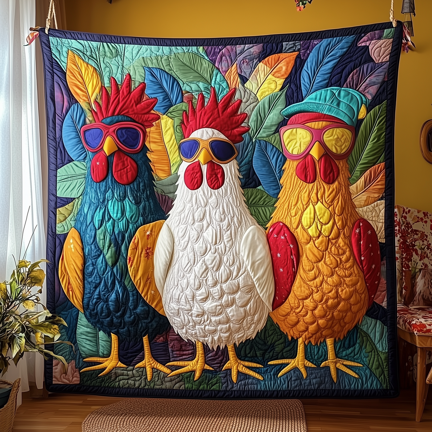 Whimsical Chicken Quilted Blanket GFTOTP243