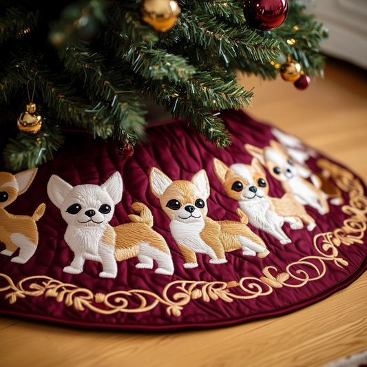 Joyful Christmas Chihuahua Quilted Tree Skirt GFTOTP256