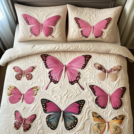 Butterfly 3-Piece Quilted Bedding Set GFTOTP262