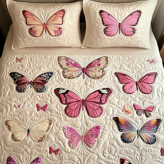 Butterfly 3-Piece Quilted Bedding Set GFTOTP263