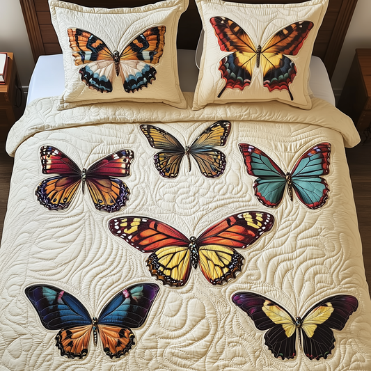 Butterfly 3-Piece Quilted Bedding Set GFTOTP265