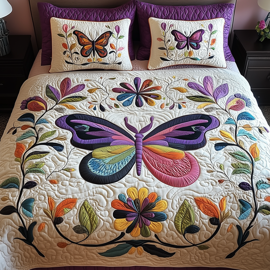 Butterfly 3-Piece Quilted Bedding Set GFTOTP266