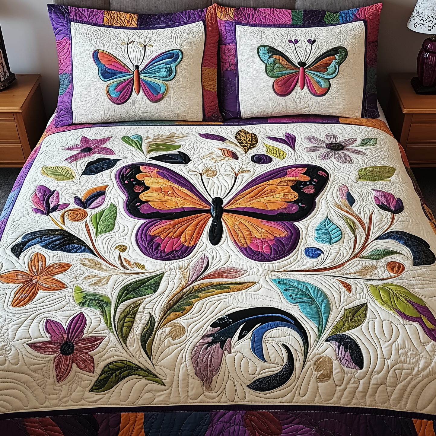 Butterfly 3-Piece Quilted Bedding Set GFTOTP267