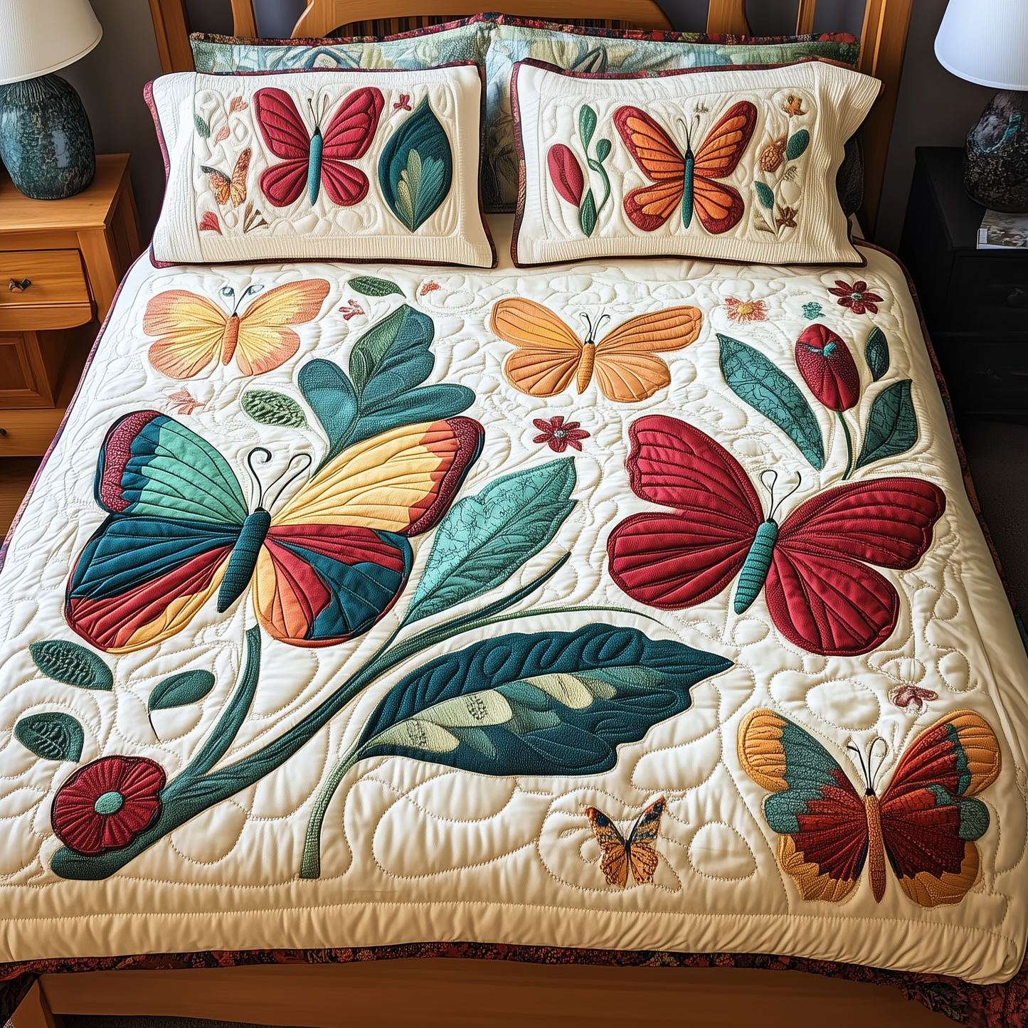 Butterfly 3-Piece Quilted Bedding Set GFTOTP268