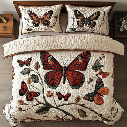 Vintage Butterfly 3-Piece Quilted Bedding Set GFTOTP271