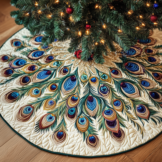 Shimmering Peacock Quilted Tree Skirt GFTOTP282