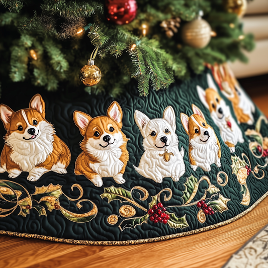 Joyful Christmas Corgi Quilted Tree Skirt GFTOTP306