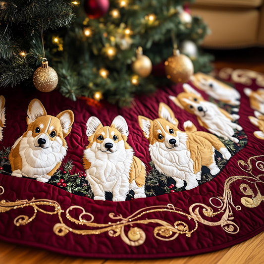 Joyful Christmas Corgi Quilted Tree Skirt GFTOTP308