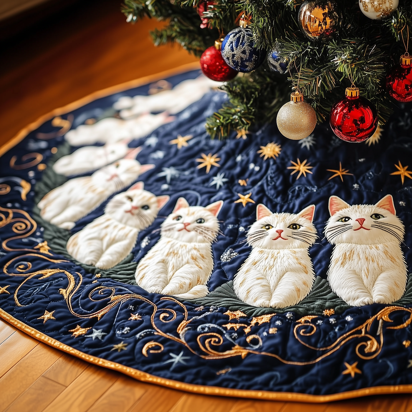 Joyful Cat Quilted Tree Skirt GFTOTP353