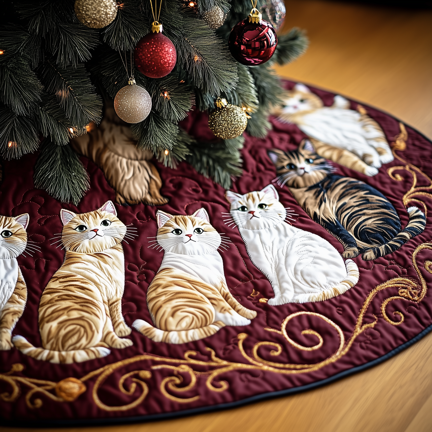 Joyful Cat Quilted Tree Skirt GFTOTP357