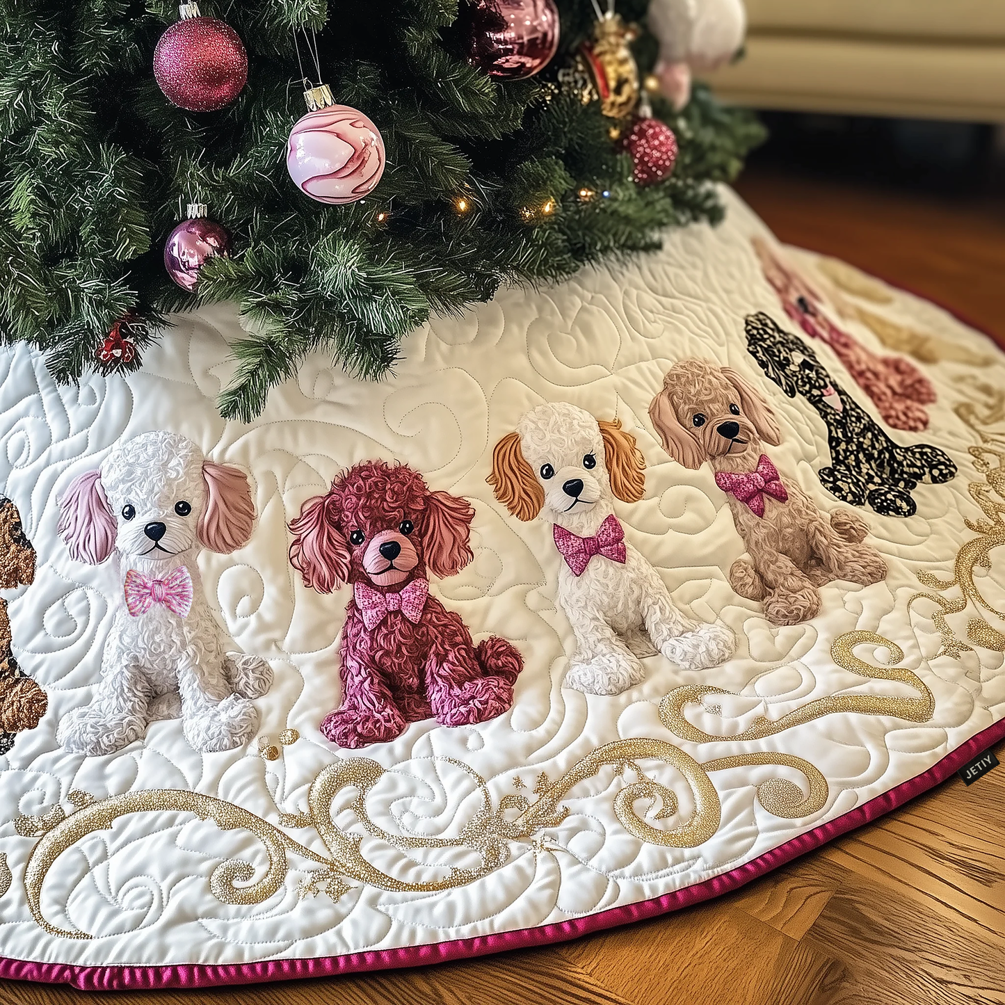 Adorable Poodle Quilted Tree Skirt GFTOTP375