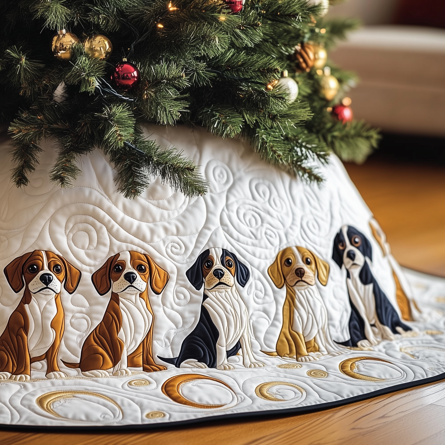 Christmas Beagle Quilted Tree Skirt GFTOTP386