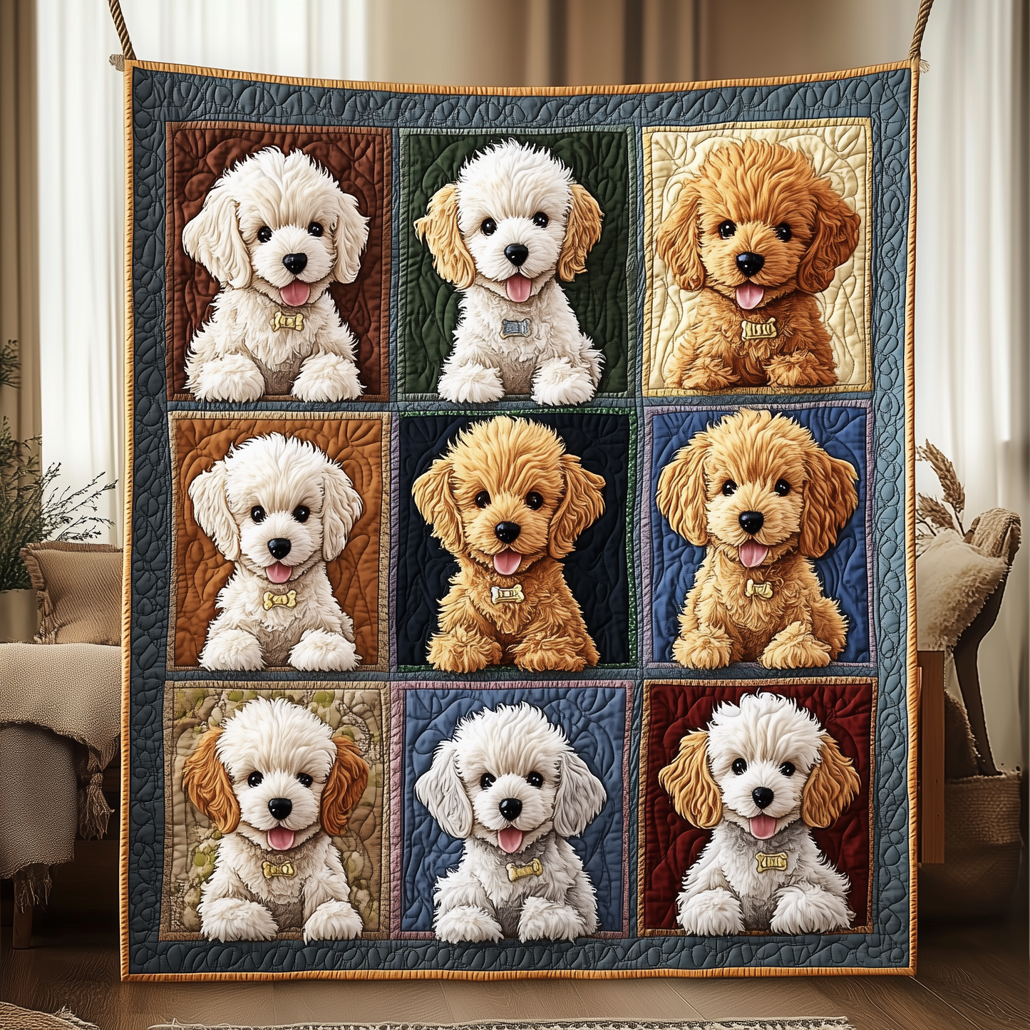 Adorable Poodle Quilted Blanket GFTOTP408