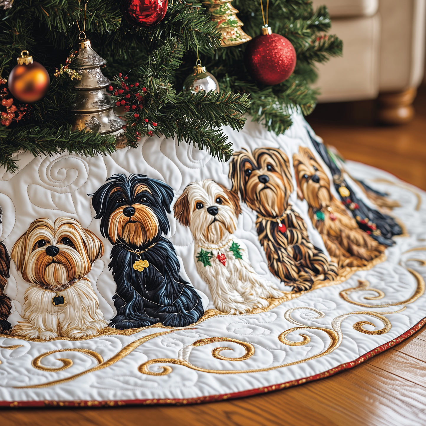 Adorable Yorkshire Terrier Quilted Tree Skirt GFTOTP454