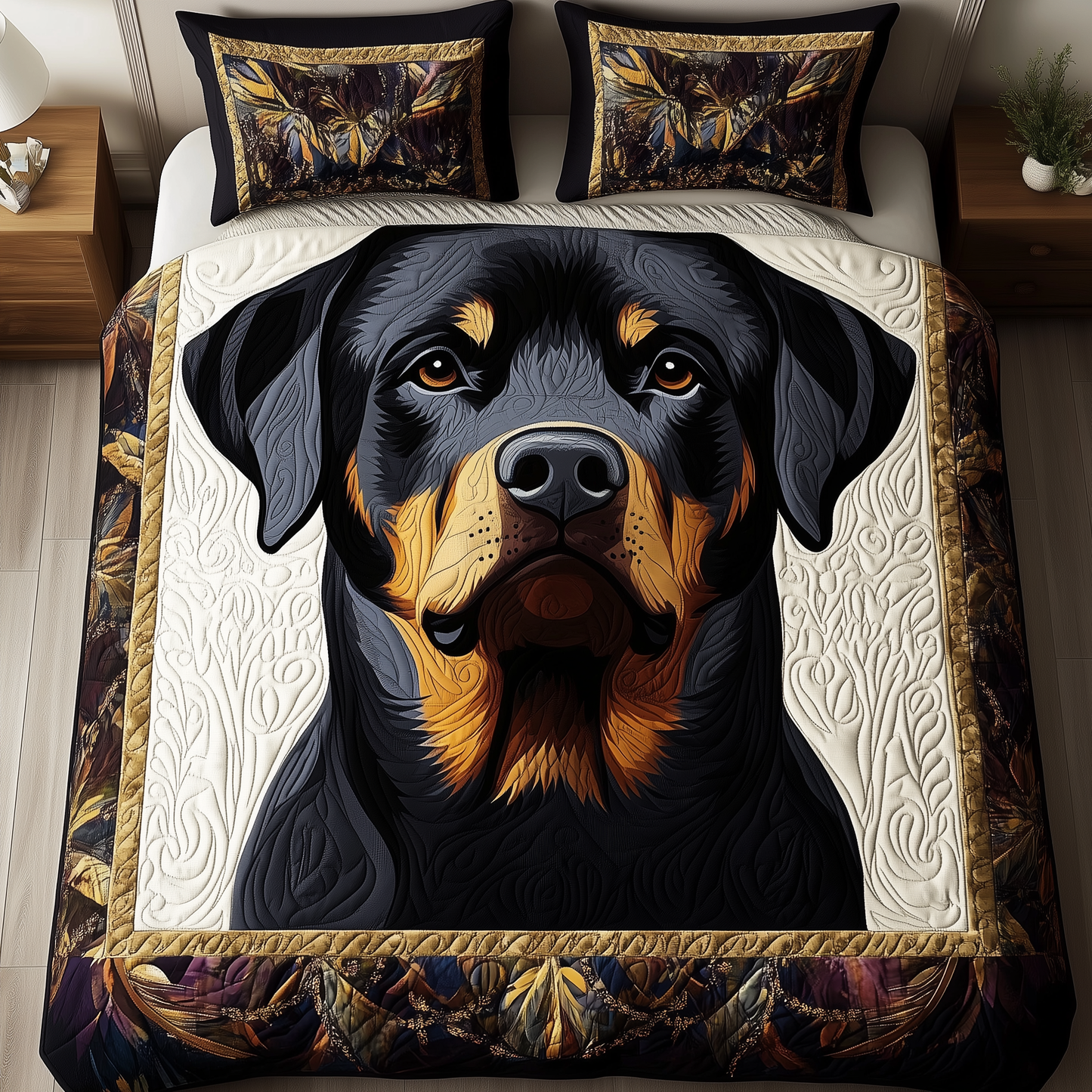 Rottweiler 3-Piece Quilted Bedding Set GFTOTP474