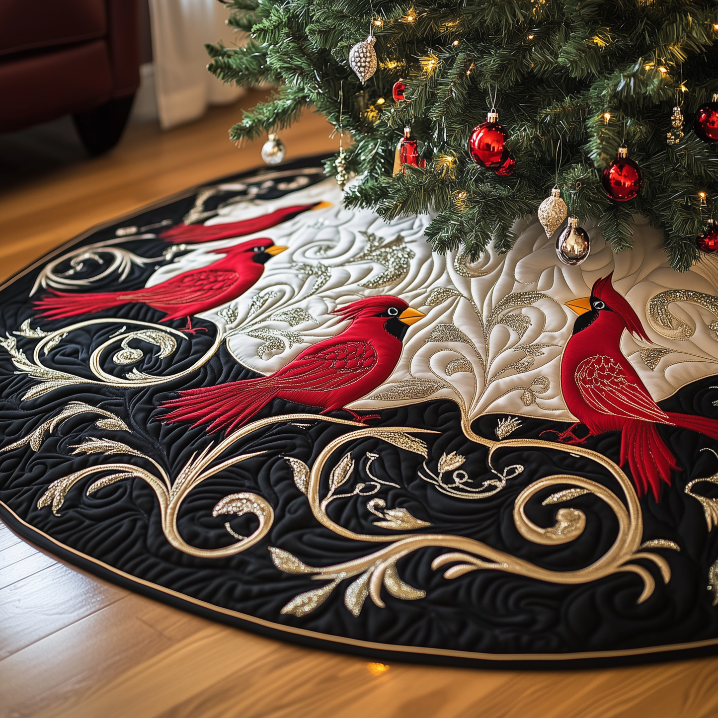 Red Cardinal Quilted Tree Skirt GFTOTP494