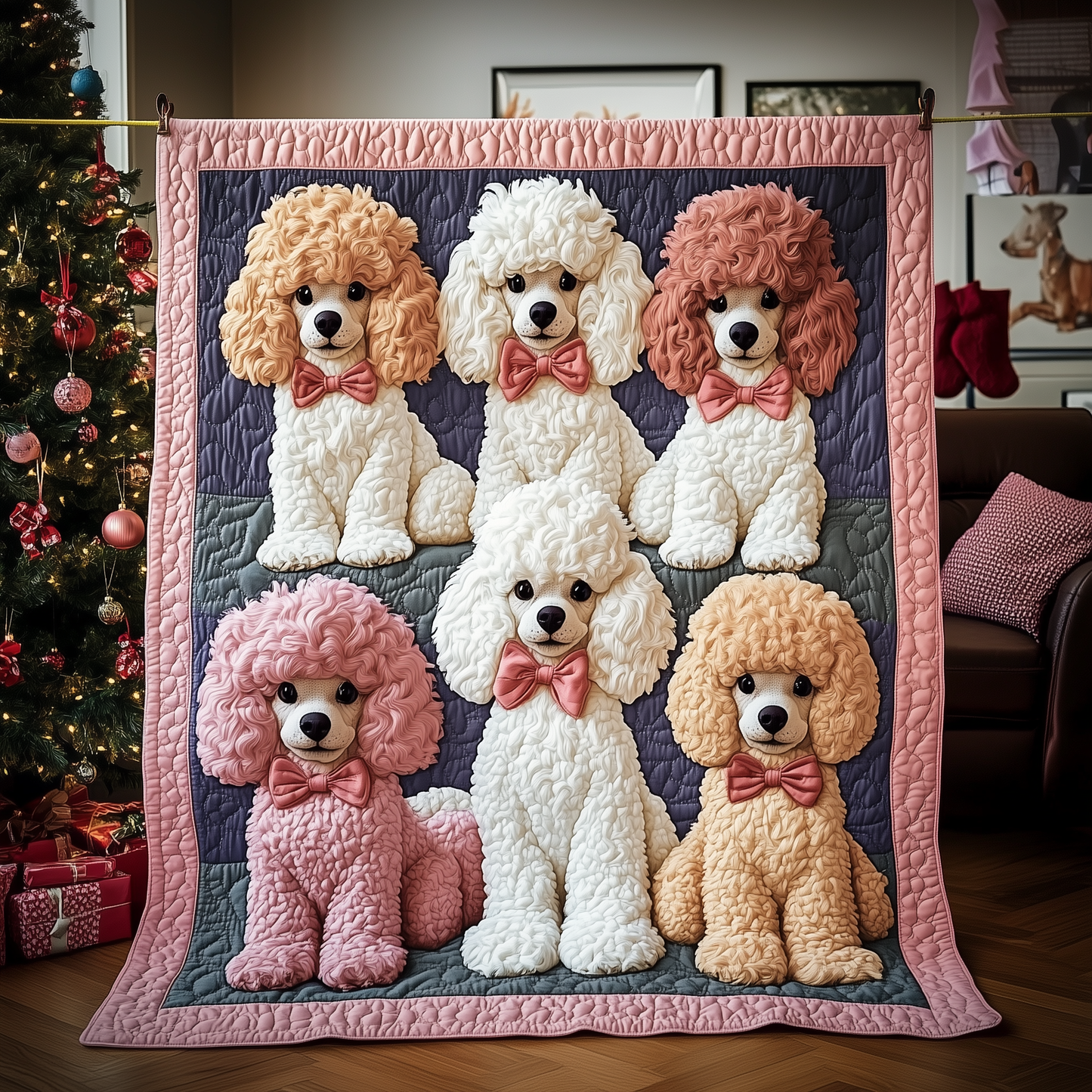 Pinky Adorable Poodle Quilted Blanket GFTOTP502