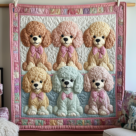 Pinky Adorable Poodle Quilted Blanket GFTOTP506