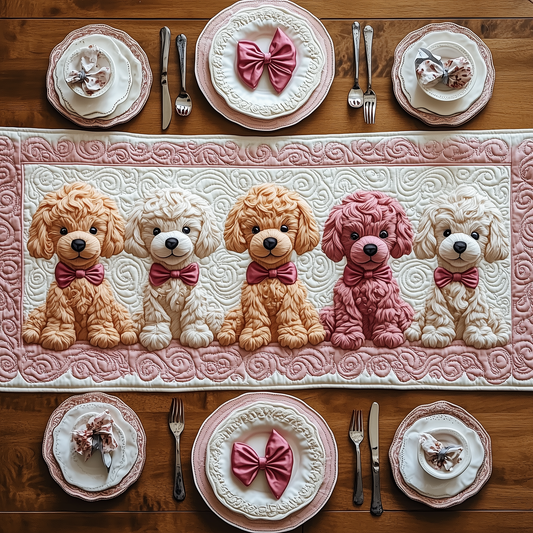 Pinky Adorable Poodle Quilted Table Runner GFTOTP526