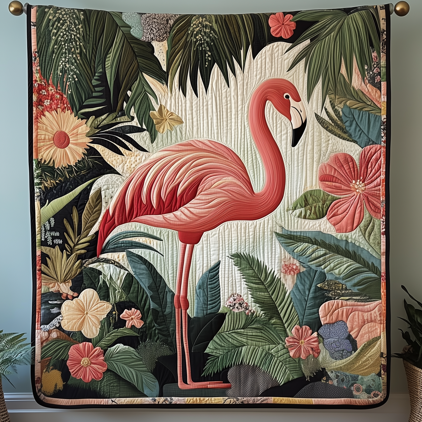 Vintage Flamingo Quilted Blanket GFTOTP547