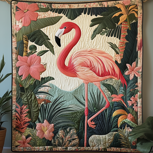 Vintage Flamingo Quilted Blanket GFTOTP548